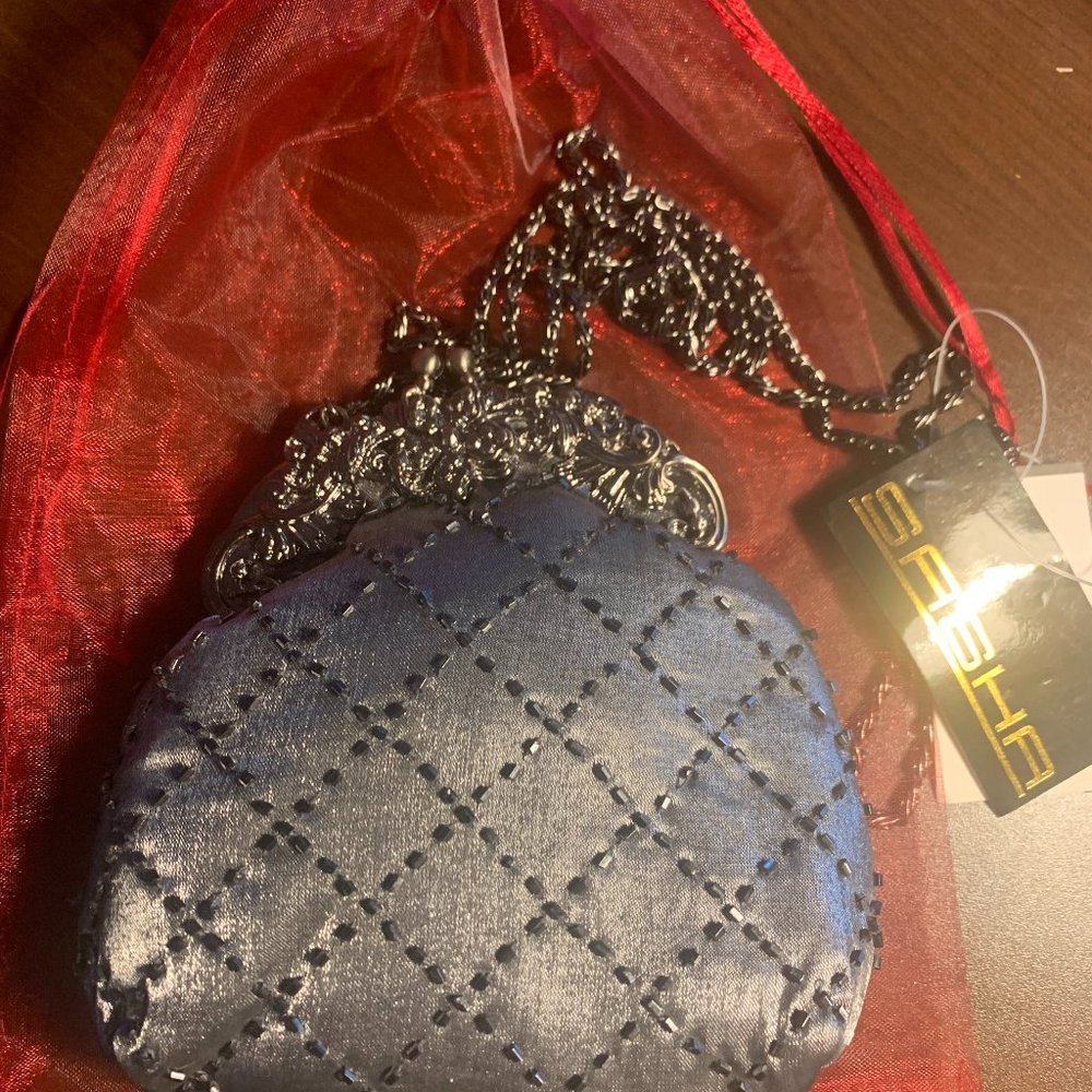 Sasha Pewter beaded bag/purse/evening/fun NWT